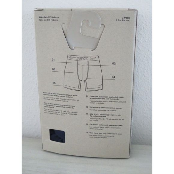 Nike KE1076 500 Men's Sz XL (40-42) 2-Pack Blue Dri-FIT ReLuxe Boxer Briefs - Picture 2 of 4